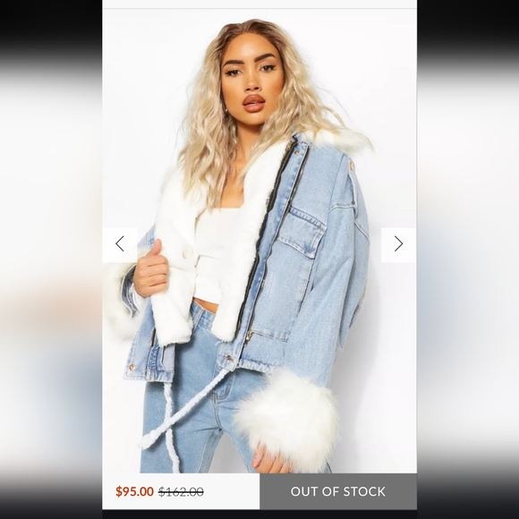 FUR LINED JEAN JACKET EUC - Picture 2 of 5